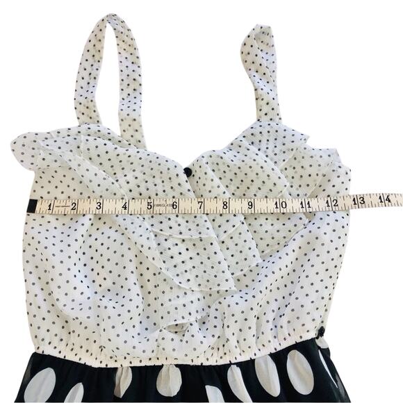 Maurices Fit & Flare Blue White Polka Dot Sundress Layered Handkerchief Hem - Picture 10 of 16